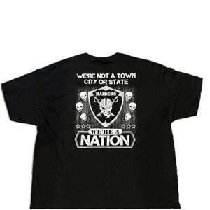 Rare LV Oakland Raiders "Just Win Baby" 2 Sided T Shirt Black Cotton Mens Large